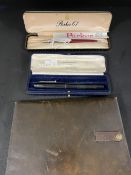 Pens: Watermans fountain pen with lever fill and gold metal nib in Mable Todd & Co. box plus a boxed
