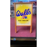 Advertising: 1970s Walls Ice Cream double sided 'A' board with two enamelled signs.