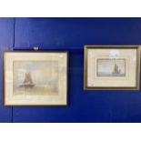 20th cent. English School: Watercolour of fishing boats 12ins. x 9ins. Plus one other.