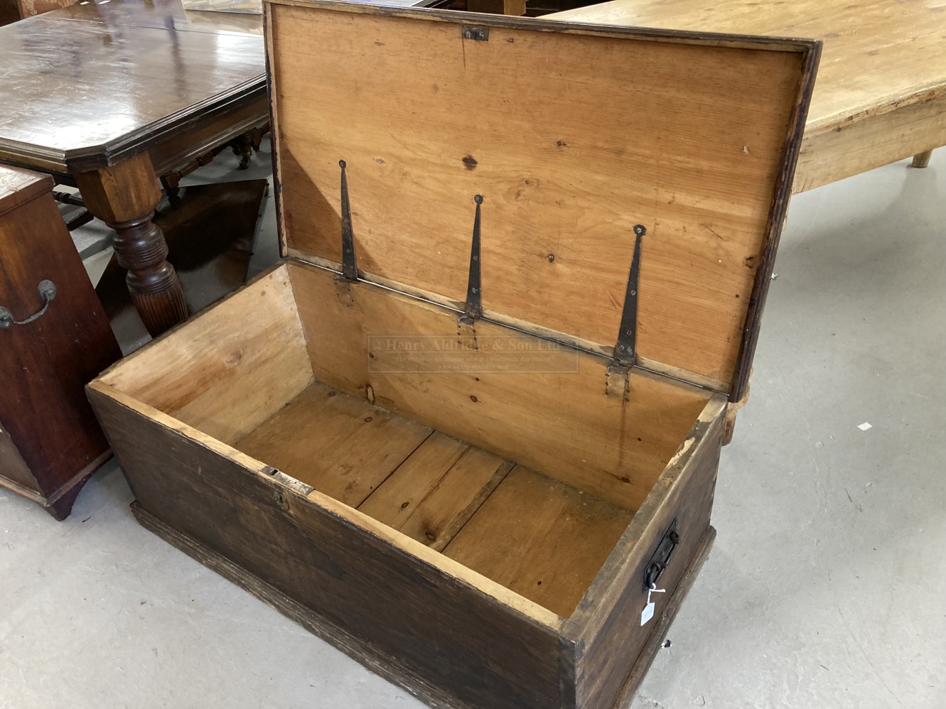 19th cent. pine blanket box. 42ins. x 22ins. x 14ins. - Image 2 of 2