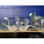 20th Cent Glass: Studio and plain including Whitefriars, Hartley wood, etc. Swirl plates,