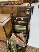 18th cent. Rustic oak and pine peg jointed child's chairs. A pair. Height 30ins.