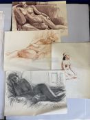 Alec Wiles (1924-2020): Cornish School watercolour study of a nude female dated 45, together with