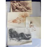 Alec Wiles (1924-2020): Cornish School watercolour study of a nude female dated 45, together with