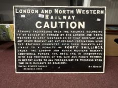 Transport: 19th cent. Cast iron London and North Western Railway Caution sign.