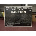 Transport: 19th cent. Cast iron London and North Western Railway Caution sign.