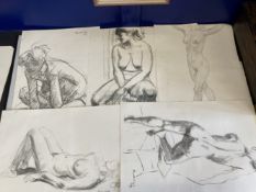 Alec Wiles (1924-2020): Cornish School charcoal sketches of female nudes, some dated 1989. (5)