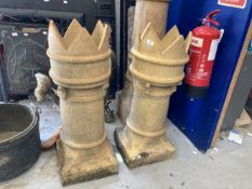 Gardenalia: Early 20th cent. crown top chimneys. 35ins. (2)