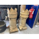 Gardenalia: Early 20th cent. crown top chimneys. 35ins. (2)