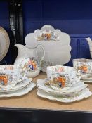 Late 19th cent. Commemorative Ceramics: Foley tea set To Commemorate 60 Years Anniversary saucers