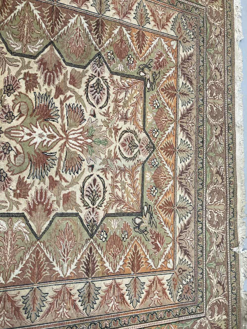 Carpets & Textiles: 20th cent. Beige ground with large central floral gul. Five borders all with - Image 4 of 5