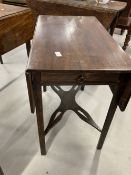 19th cent. Oak drop leaf Pembroke table, single drawer, with cross stretchers. 29ins. x 36ins.