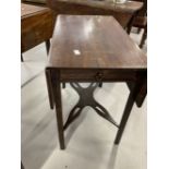 19th cent. Oak drop leaf Pembroke table, single drawer, with cross stretchers. 29ins. x 36ins.