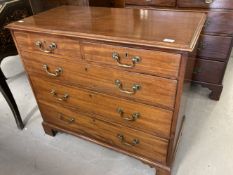 George III mahogany chest of two over three drawers of good proportions on bracket supports.