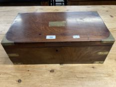 19th cent. Mahogany military campaign brass bound writing slope, brass plate to lid, inscribed 'A.