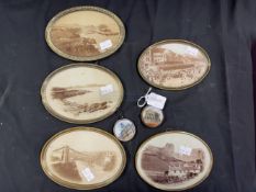 19th cent. Photography & Sewing Requisites: Brass framed oval Tourist Views, Archibald Coke 'Lion
