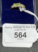 Hallmarked Jewellery: 9ct gold ring set with a rectangular cut peridot, estimated weight 0.30ct,