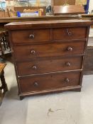 19th cent. Mahogany travelling/campaign chest of modest propotions, two over three drawers, each