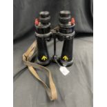 Militaria: WWII Barr & Stroud 7X Royal Navy binoculars, painted yellow broad arrow markings, with