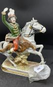 20th cent. German Ceramics: Figure on horseback, possibly Scheibe Alsbach 'Murat' impressed L33/8
