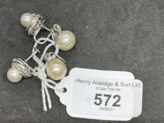 Jewellery: Two pairs of white metal earrings, one pair set with a single 11.5mm imitation pearl