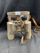 Militaria: WWII German sand painted binoculars with engraved Eagle and Swastika and manufacturers