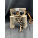 Militaria: WWII German sand painted binoculars with engraved Eagle and Swastika and manufacturers