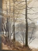 20th cent. English School: Edwin Greig Hall watercolour, lake and mountains, signed bottom left.