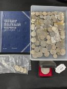 GB Coins: Includes Whitman folder of six pence pieces Plus George IV Mourday money, 1800 Victoria