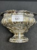 Hallmarked Silver: Embossed Rococco bowl on stand, fluted floral decoration, Sheffield 1899, Henry