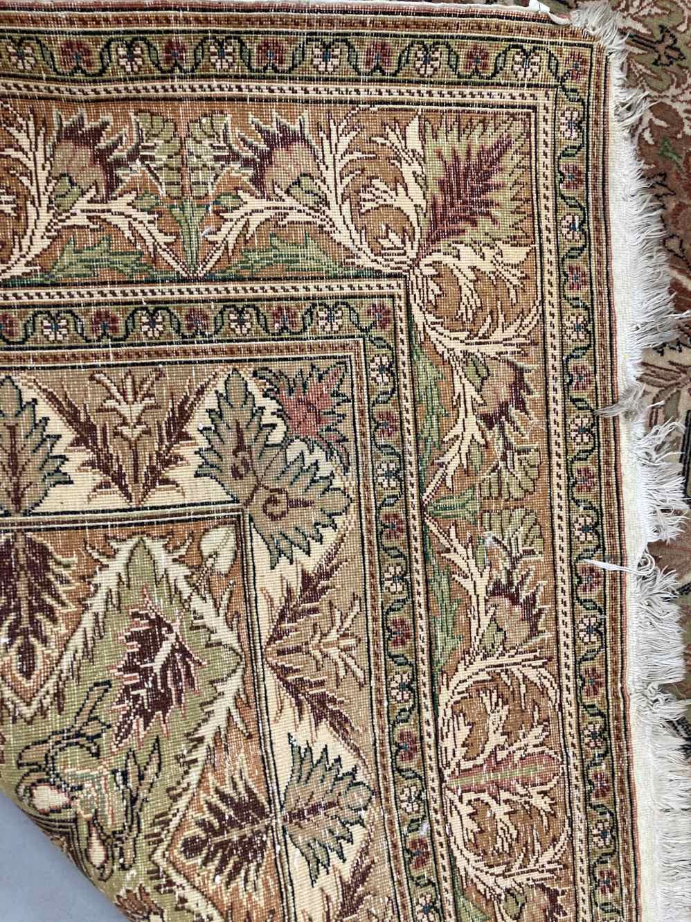 Carpets & Textiles: 20th cent. Beige ground with large central floral gul. Five borders all with - Image 5 of 5