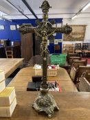 Iconography: 20th cent. French brass altar crucifix impressed DePose No. 45. 22½ins.