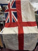 Militaria: Royal Navy white Ensign flag of stitched construction.