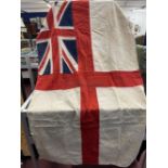 Militaria: Royal Navy white Ensign flag of stitched construction.