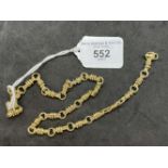 Jewellery: Yellow metal shackle link chain stamped 585, tests as 14ct gold. Length 15¾ins. Width 6.