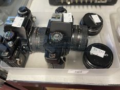 Cameras: Two Praktica analogue SLR cameras, the BC1 comes with a Penticon 1:1.8 f50mm lens fitted