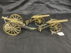 Toys/Desk Furniture: Bassett Lowke brass American 1778 Field Cannon, length 9ins. Plus two brass