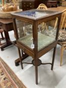 19th cent. Mahogany glazed display cabinet/vitrine converted from a pot cupboard. 14ins. x 14ins.