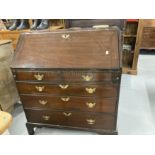19th cent. Mahogany drop front bureau with fitted interior. 36ins. x 41ins. x 20½ins.