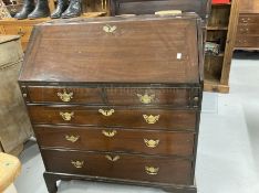 19th cent. Mahogany drop front bureau with fitted interior. 36ins. x 41ins. x 20½ins.