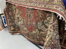 Carpets: Axminster style carpet in the Islamic style, red ground with stylised floral decoration,