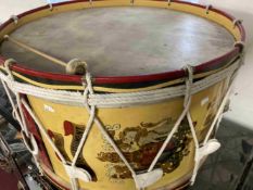 Militaria: 1950s British Army bass drum for the 5th Battalion Royal Welsh Regiment, decorated with
