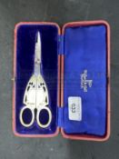 Prime Minister: Hallmarked pair of parcel gilt and stainless steel presentation scissors inscribed