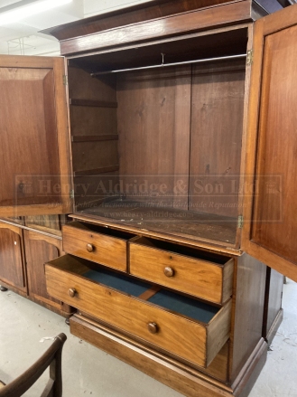 19th cent. Mahogany linen press robe over two short and three long drawers minus sliders. 50ins. x - Image 3 of 7