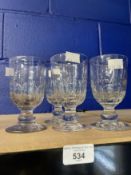 19th cent. Glass: Knob rummers, petal cut decoration unground pontil. (4)