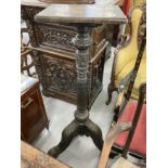 19th cent. Oak heavily carved torchère/lectern stand with later top on three splayed supports.