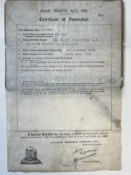 Motoring: Sir Winston Churchill (1874-1965). Extremely rare Certificate of Car Insurance named to