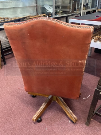 20th cent. Tan leather button back office swivel chair. - Image 3 of 3