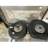WWII/Militaria. A WWII Spitfire tail wheel, various markings including '4.00-3 1/2 Electrically