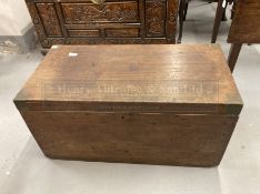 19th cent. Mahogany campaign trunk with brass edges and carrying handles. 32ins. x 16ins. x 16ins.